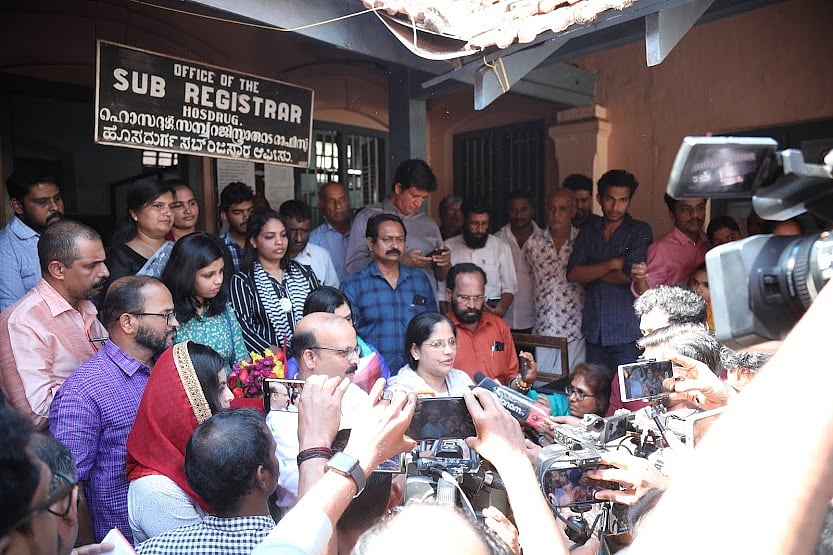 Special Arrangment : Adv. Shukkur and Dr. Sheena Shukkur interact with the media after completing their marriage registration under the Special Marriage Ac