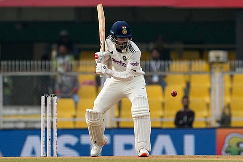 India's KL Rahul plays a shot on the second day of the third cricket test match between India and South Africa in Guwahati.