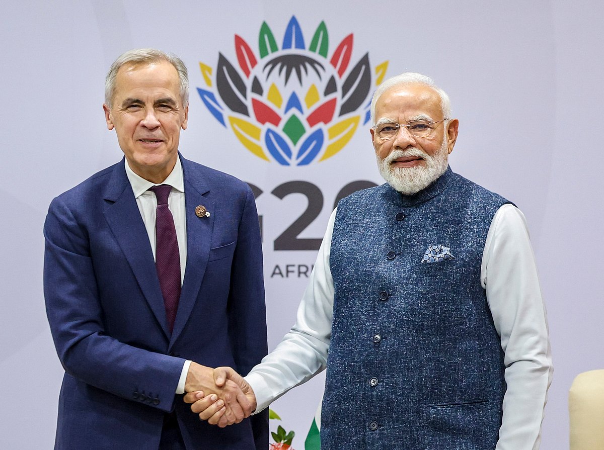 PTI : Prime Minister Narendra Modi during a meeting with his Canadian counterpart Mark Carney, on the sidelines of the G20 Leaders' Summit, in Johannesburg, South Africa.