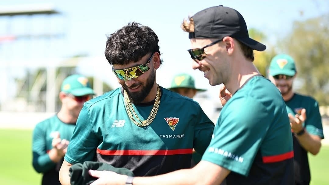 Instagram/Nikhil Chaudhary : Nikhil Chaudhary receiving his debut Tasmania cap
