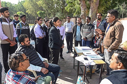 Booth Level Officer briefs students about the Special Intensive Revision (SIR) of electoral rolls, in Bikaner.