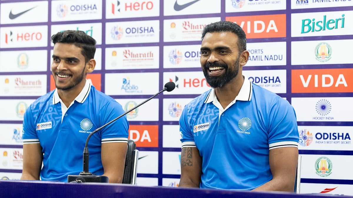Hockey India : India captain Rohit (left) and coach PR Sreejesh address the media ahead of the start of the FIH Junior Hockey World Cup 2025 in Tamil Nadu.