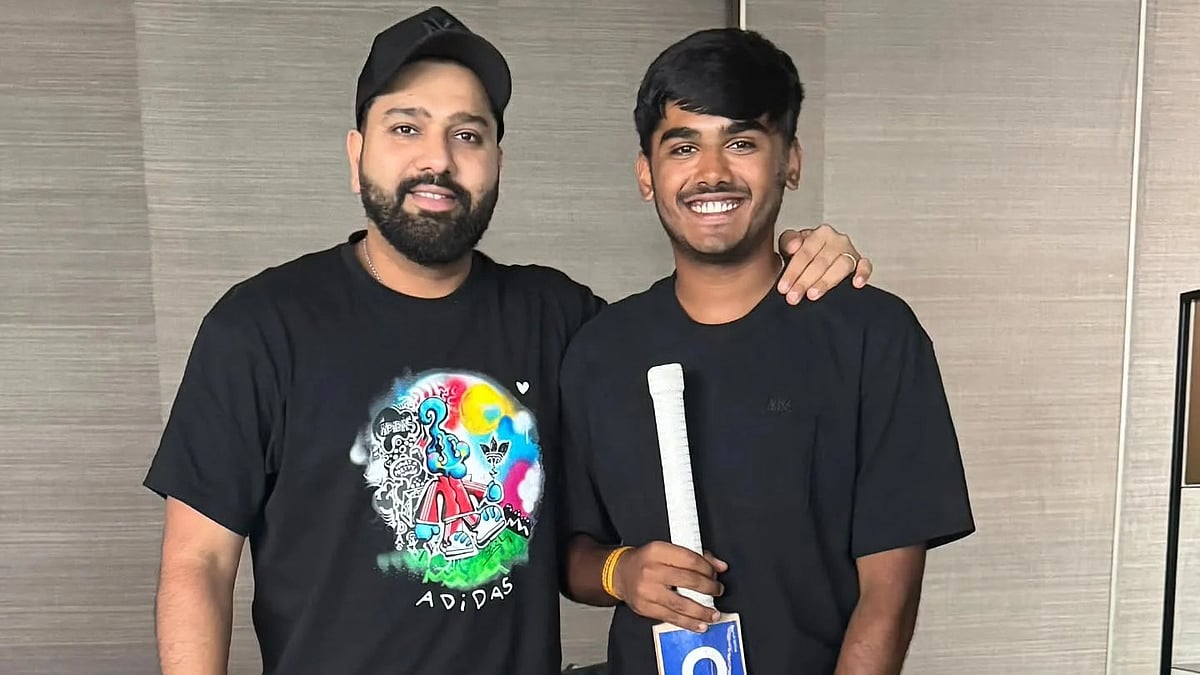 | Photo: Instagram/ayush_m255 : File photo of Rohit Sharma and Ayush Mhatre.