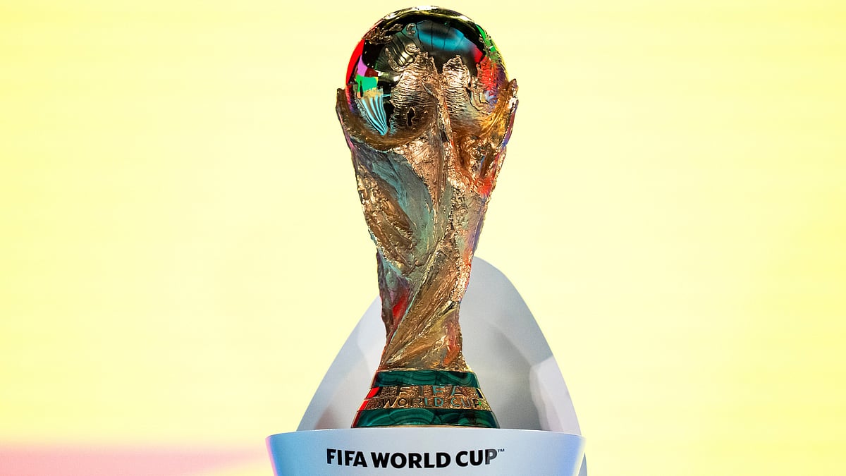 | Photo: Keystone/Claudio Thoma via AP : The FIFA World Cup Trophy is displayed during the FIFA World Cup 2026 playoff draw in Zurich, Switzerland, Thursday, November 20, 2025. 