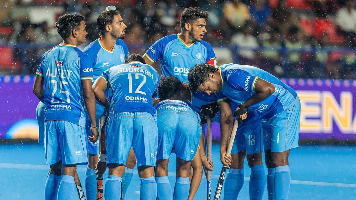 Photo: Hockey India : India Vs Oman Highlights, FIH Junior Hockey World Cup: India Colts celebrate a goal in Ipoh. 