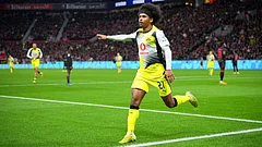 Karim Adeyemi playing for Dortmund against Leverkusen - File