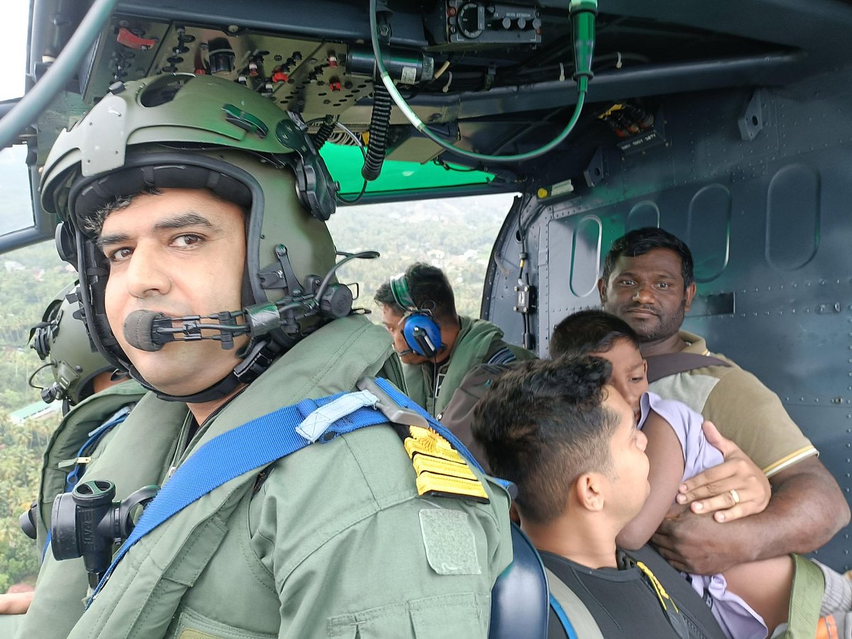 Credits - X/@MEAIndia : Several people rescued through @indiannavy helicopter sorties in the cyclone affected areas in Sri Lanka 