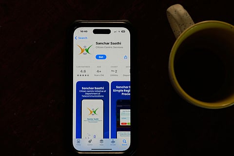 An Indian government-run cybersecurity app "Sanchar Saathi" is seen on a mobile phone in New Delhi.