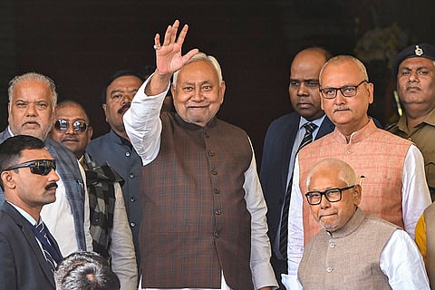 Bihar Chief Minister Nitish Kumar arrives on the second day of Winter session of the State Assembly, in Patna.