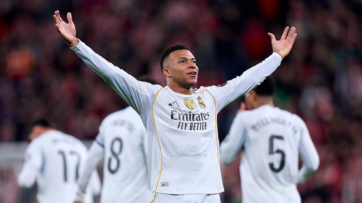 Kylian Mbappe celebrates