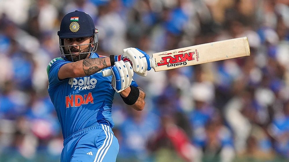 | Photo: PTI/Kunal Patil : India’s Virat Kohli plays a shot during the second ODI cricket match of a series between India and South Africa, at Shaheed Veer Narayan Singh International Stadium, in Raipur, Chhattisgarh.