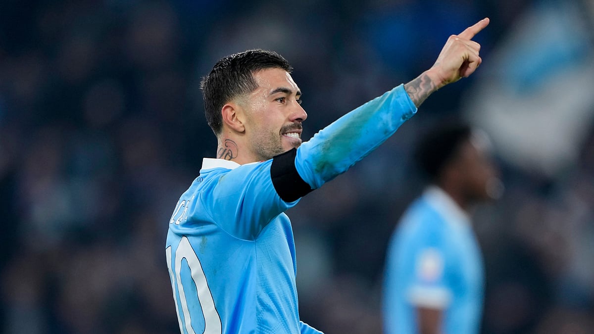 Lazio's Mattia Zaccagni celebrates his goal against AC Milan in the Coppa Italia on December 4, 2025.