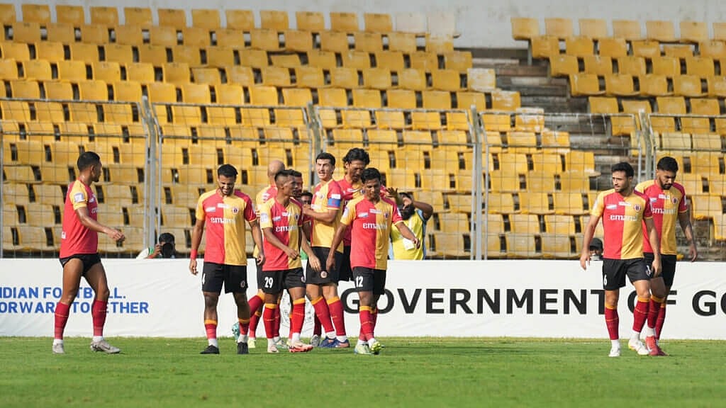 AIFF : East Bengal celebrate a goal against Punjab FC in the AIFF Super Cup.