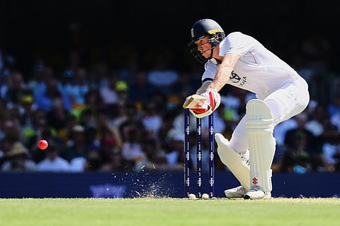 England's Zak Crawley plays a shot during the second Ashes cricket test match between Australia and England in Brisbane.