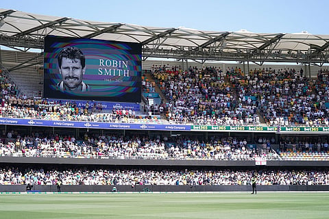 A moments silence is held for former England player Robin Smith who passed away earlier in the week on day one of the second NRMA Insurance Ashes Series in Brisbane, Australia.
