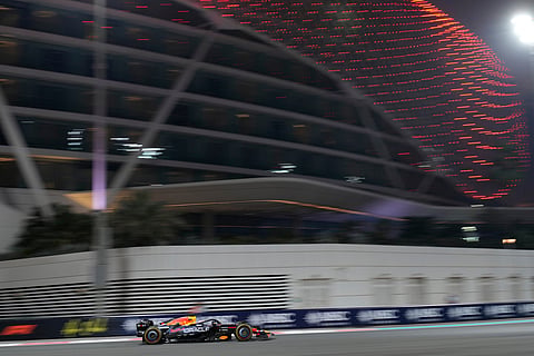 Red Bull driver Max Verstappen of the Netherlands in action during the second practice for the he Abu Dhabi Formula One Grand Prix in Abu Dhabi, United Arab Emirates.