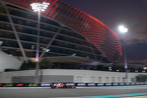 Ferrari driver Lewis Hamilton of Britain in action during the second practice for the he Abu Dhabi Formula One Grand Prix in Abu Dhabi, United Arab Emirates.