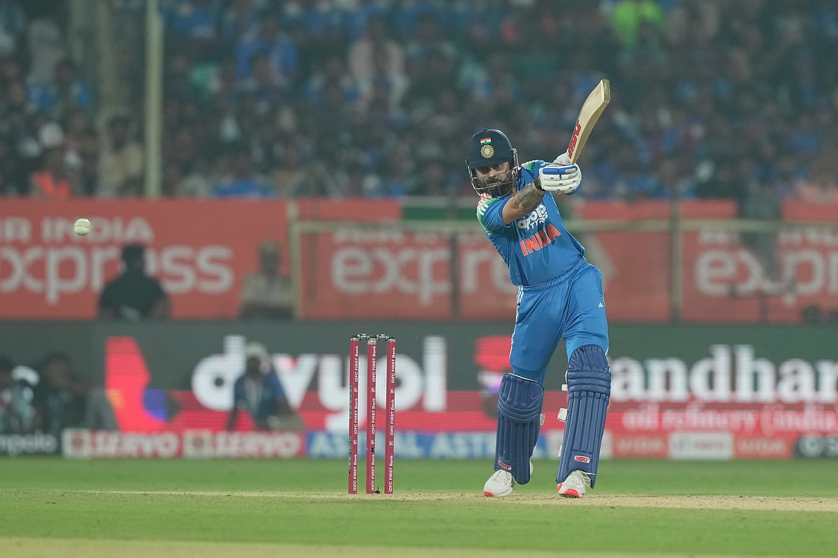 AP/Mahesh Kumar A. : Virat Kohli plays a shot during the 3rd ODI against South Africa in Visakhapatnam.