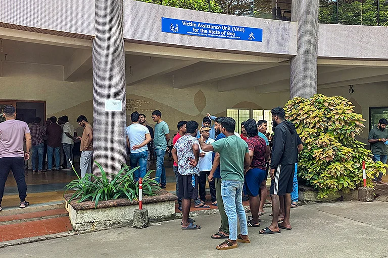 North Goa: Family members and relatives of victims wait outside Goa Medical College and Hospital after a fire broke out at a nightclub due to a cylinder blast, at Bambolim in North Goa district. At least 25 persons were killed and six others suffered injuries in the incident, according to officials. - Photo: PTI