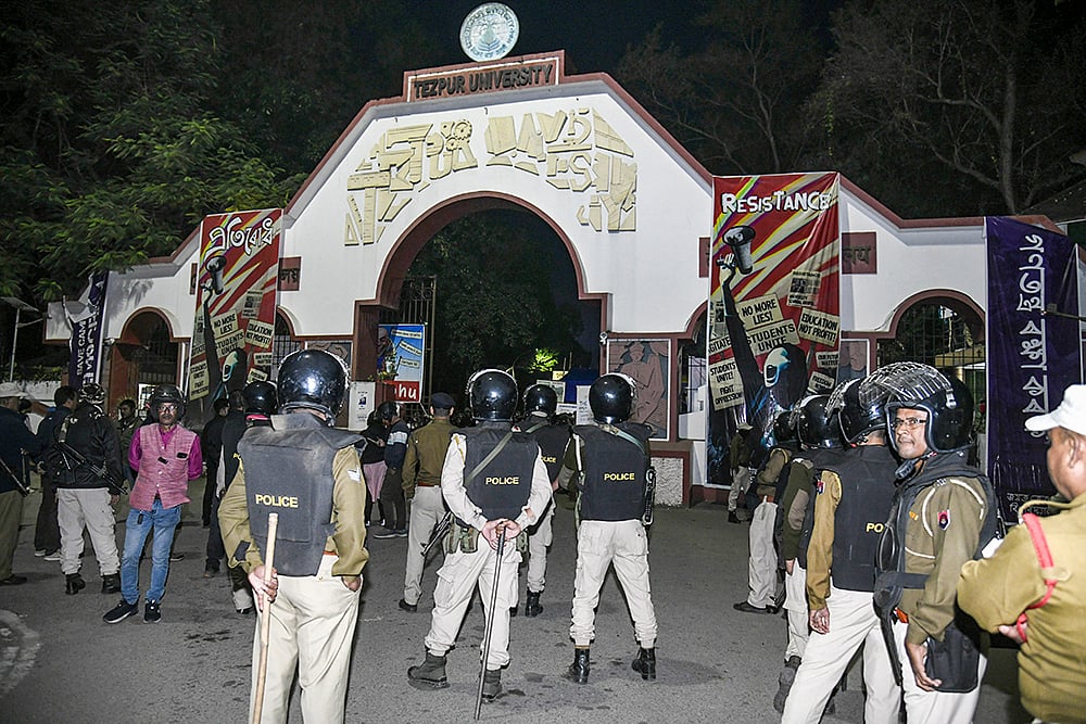 Students protest at Tezpur University
