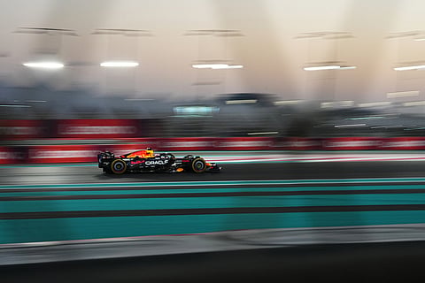 Red Bull driver Max Verstappen of the Netherlands steers his car during the Formula One Abu Dhabi Grand Prix at the Yas Marina Circuit in Abu Dhabi, UAE.