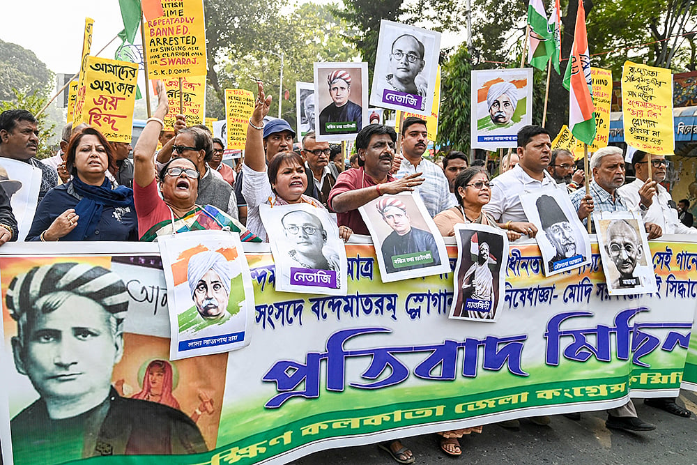 Congress activists protest in Kolkata