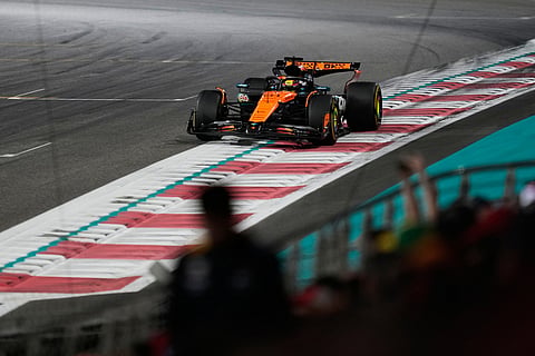 McLaren driver Oscar Piastri of Australia steers his car during the Formula One Abu Dhabi Grand Prix at the Yas Marina Circuit in Abu Dhabi, UAE.