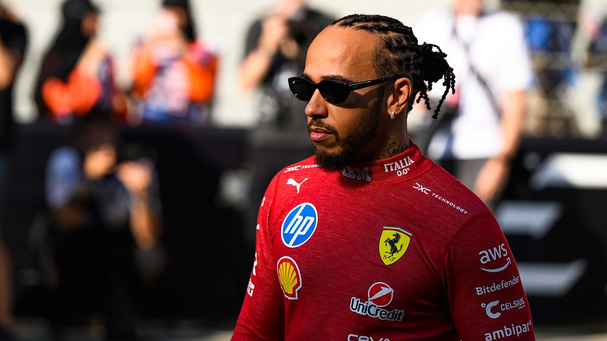 Lewis Hamilton in action for Ferrari during the Formula 1 Abu Dhabi Grand Prix.