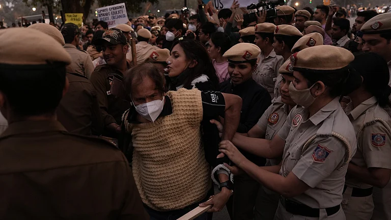Arrest of protestors against air pollution in Delhi
- Tribhuvan Tiwari