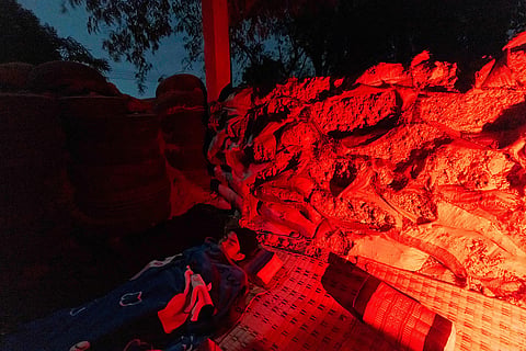 Thai people, who fled clashes between Thai and Cambodian soldiers, takes shelter in Buriram province, Thailand.
