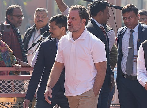 Leader of Opposition in the Lok Sabha Rahul Gandhi during the Winter session of Parliament, in New Delhi.