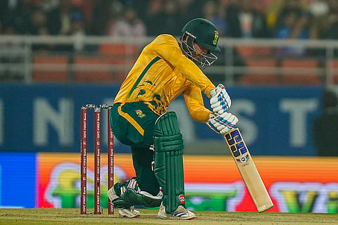 South Africa’s Quinton de Kock plays a shot during the second T20 International cricket match of a series between India and South Africa, at Maharaja Yadavindra Singh International Cricket Stadium, in New Chandigarh.