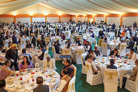MPs belonging to National Democratic Alliance (NDA) constituents during a dinner hosted by Prime Minister Narendra Modi in New Delhi. 