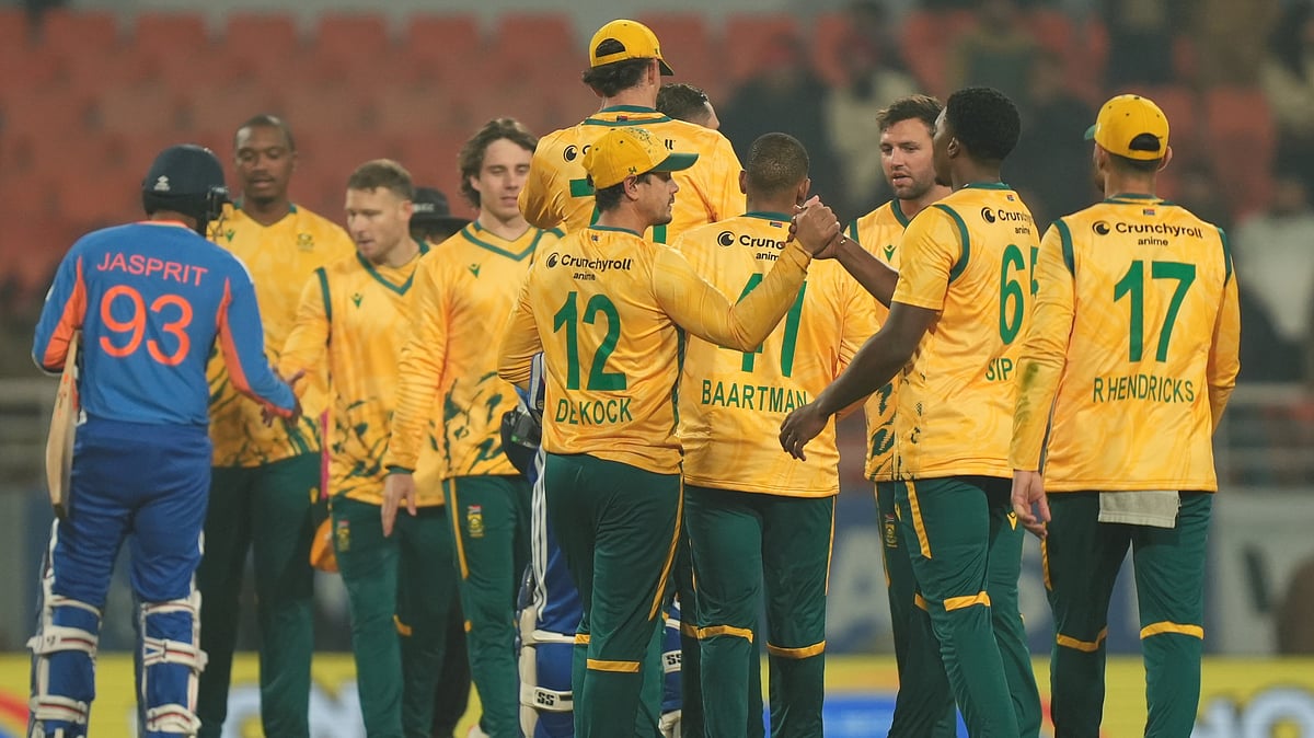 PTI : India's Jasprit Bumrah, left, congratulates South Africa's players for winning the second T20 international at Maharaja Yadavindra Singh International Cricket Stadium, in New Chandigarh.
