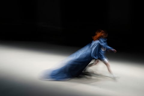 A model walks on a runway wearing a creation by Russian brand AP Design on a runway at Fashion Week in Moscow, March 13, 2025. 