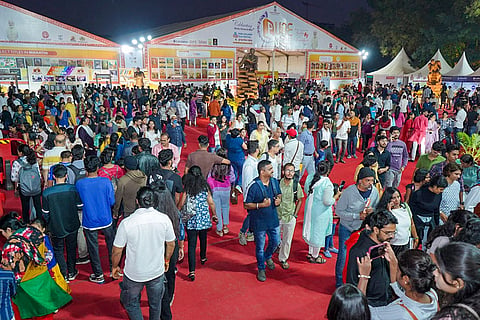 Visitors at Pune Book Festival, organised by the National Book Trust (NBT) at Ferguson College, in Pune, Maharashtra.