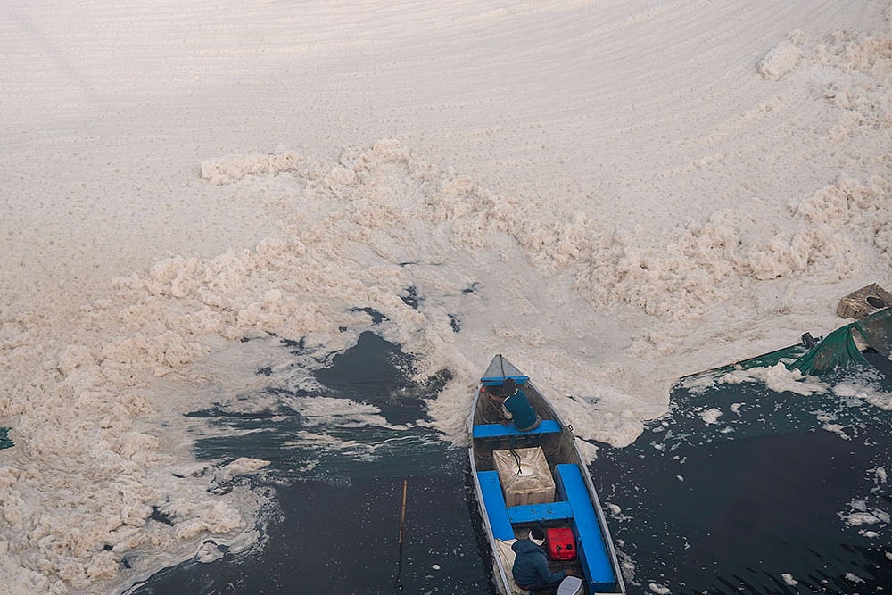 Toxic foam in Yamuna river
