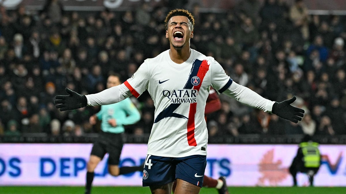 Opta : Desire Doue celebrates his goal against Metz