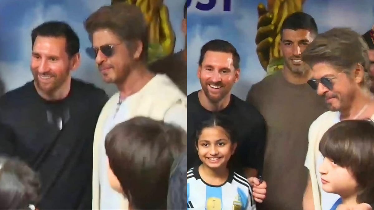 X : Shah Rukh Khan and AbRam meet Lionel Messi in Kolkata
