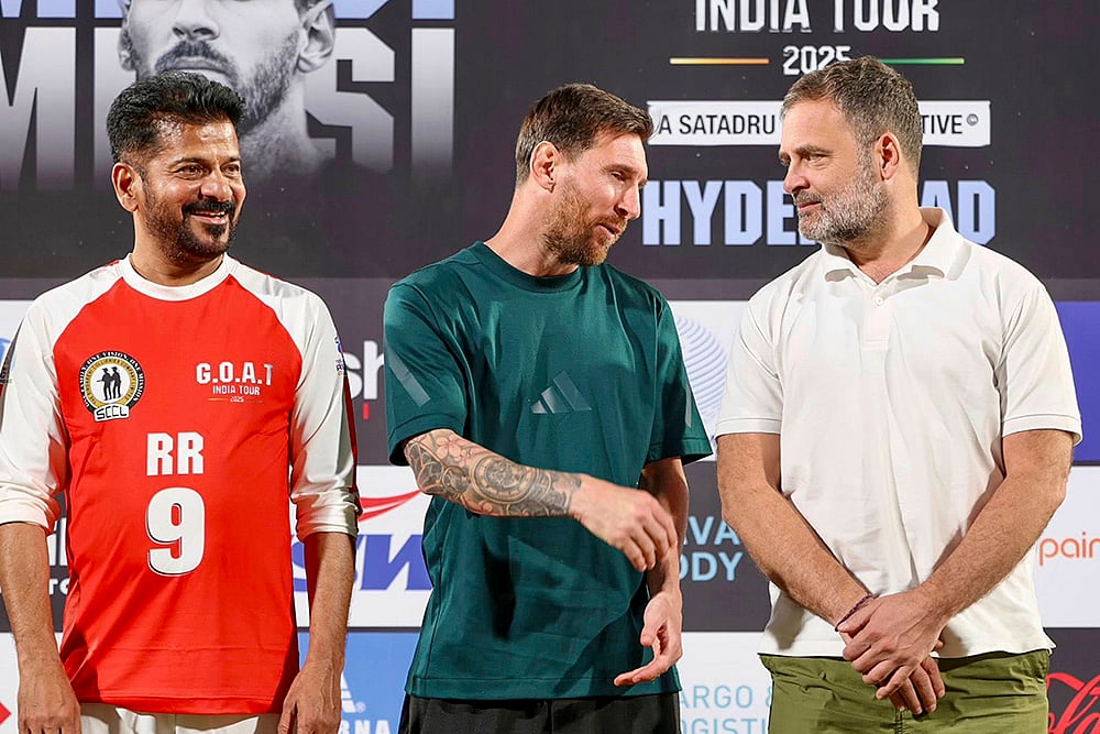 GOAT India Tour 2025 Lionel Messi in Hyderabad-Rahul Gandhi