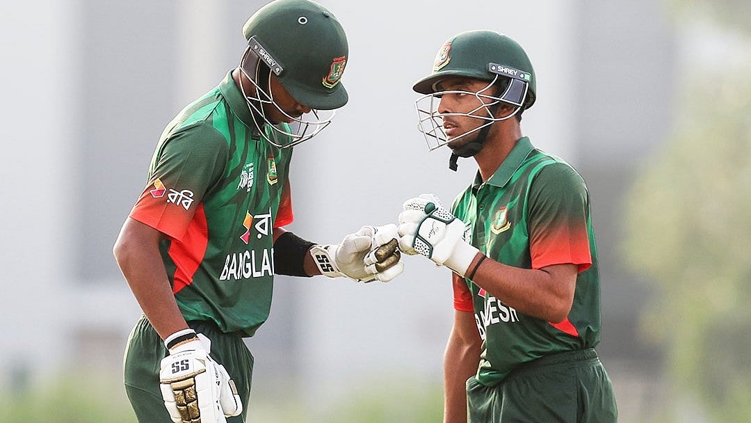 | Photo: X/ACCMedia1 : Bangladesh U19 players during their ACC U19 Asia Cup match against Afghanistan on December 13, 2025.