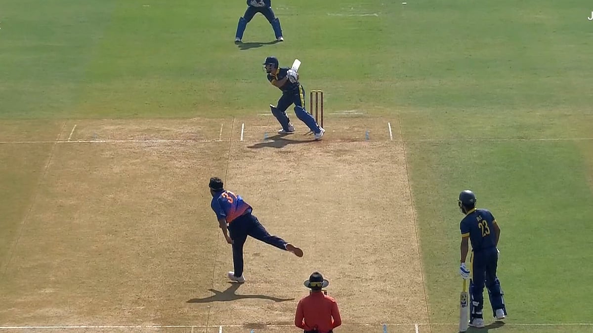 | Photo: Screenshot/JioHotstar : Punjab's Ramandeep Singh in action during the Syed Mushtaq Ali Trophy Super League match against Madhya Pradesh on December 16, 2025.