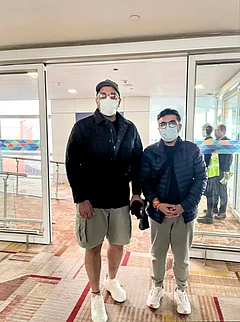 Gaurav Luthra and Saurabh Luthra, co-owners of Goa's Birch by Romeo Lane nightclub where a massive fire killed 25 people, upon their arrival in New Delhi. The brothers were deported from Thailand on Tuesday and taken into custody by Delhi and Goa police as soon as they landed in Delhi. - | Photo: PTI