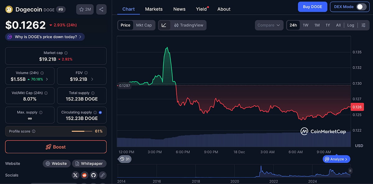 Dogecoin price chart