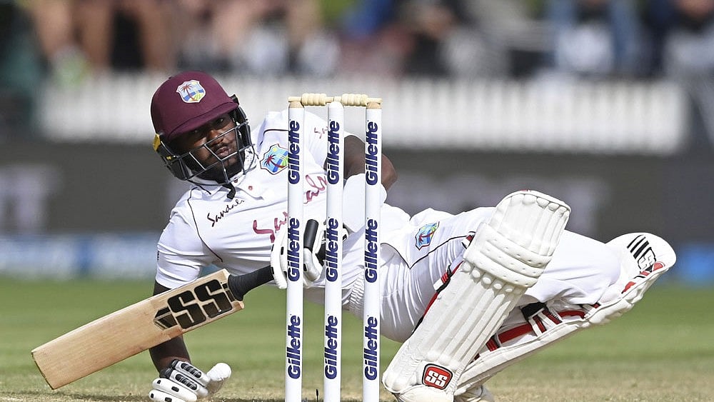 File : West Indies maanged 381/6 at stumps on Day 4 of NZ vs WI 3rd Test at Bay Oval, Mount Maunganui, on December 20, 2025.