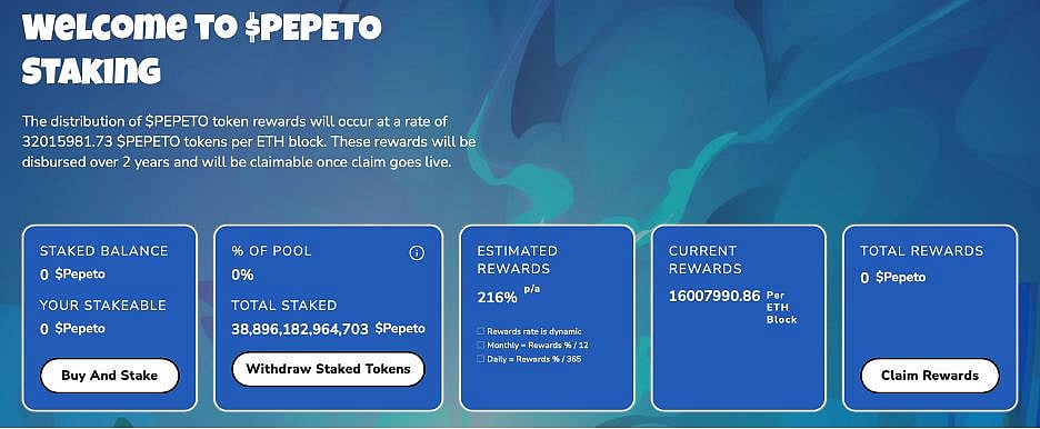 Pepeto staking stats