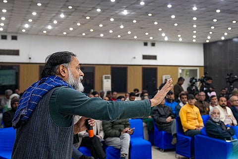 Activist Yogendra Yadav addresses an event titled 'NO-SIR: National Convention on Defending Universal Adult Franchise', at the Constitution Club of India, in New Delhi.