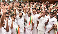 V.D. Satheesan’s Demand for Immediate Release of Kerala Poll Data A .S SATHEESH KOCHI : Leader of Opposition in Kerala Assembly V.D. Satheesan, centre, with party leaders during a programme organised to celebrate party's success in the recently held Kerala local body elections, in Kochi,