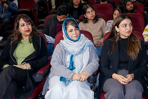 Peoples Democratic Party (PDP) President Mehbooba Mufti participates in 'GAL BAAT- A Dialogue for Jammu’s Youth' event, in Jammu.