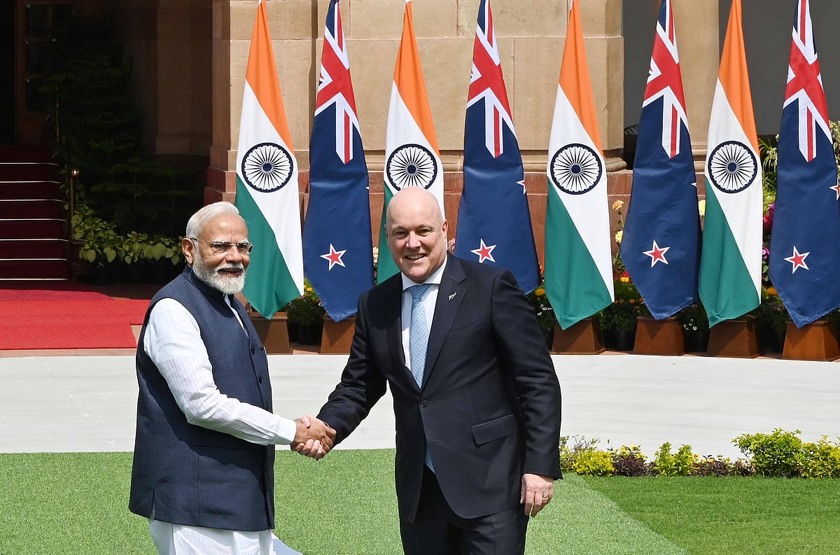 IMAGO / Hindustan Times |
 : 
Prime Minister Narendra Modi greets New Zealand Prime Minister Christopher Luxon in March, 2025